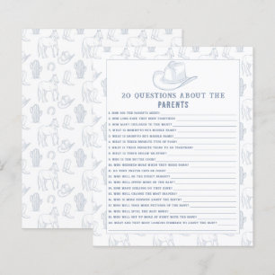 Papier 20 Questions de Parents - Baby shower Cowboy