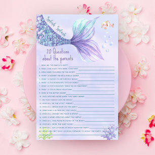 Papier 20 Questions sur la baby shower sirène des parents