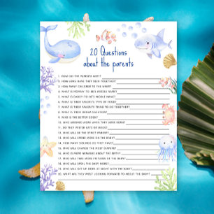 Papier 20 Questions sur le baby shower océanique des pare
