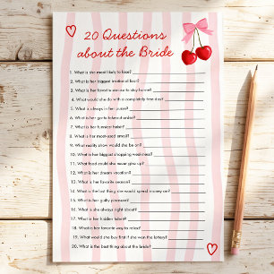 Papier 20 Questions sur le jeu de Baby Shower de Cherry B