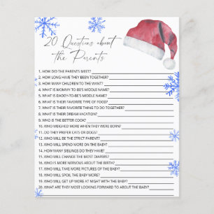 Papier 20 Questions sur le jeu de baby shower des parents
