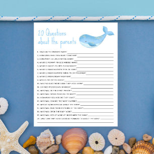 Papier 20 Questions sur le jeu de baby shower des parents