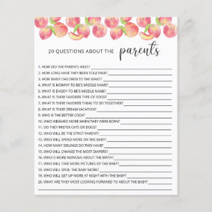 Papier 20 Questions sur le jeu de baby shower Parents