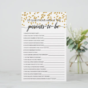 Papier 20 Questions sur le jeu de Baby shower Parents