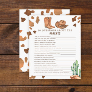 Papier 20 Questions sur le jeu de baby shower Parents