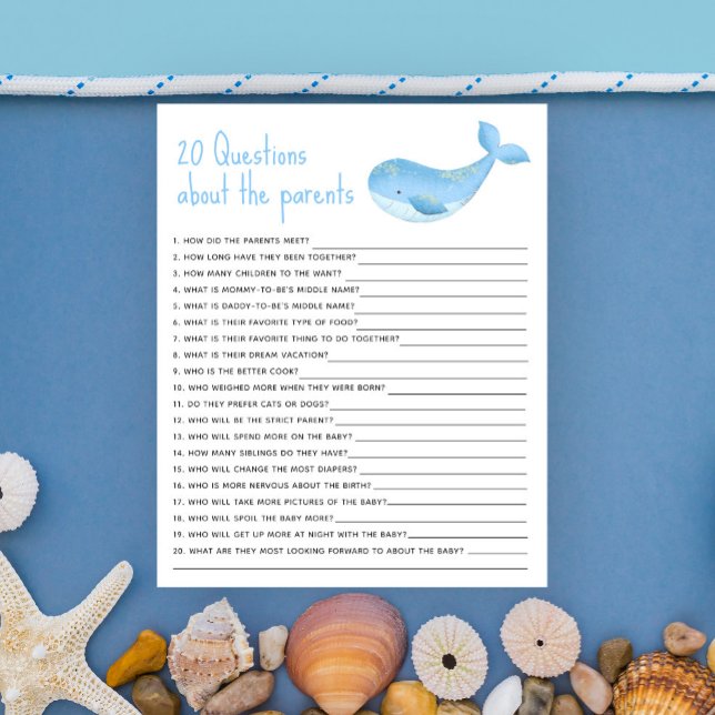 Papier 20 Questions sur le jeu de baby shower Parents (Créateur téléchargé)