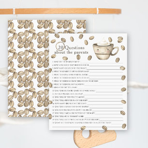 Papier 20 Questions sur les parents, baby shower café