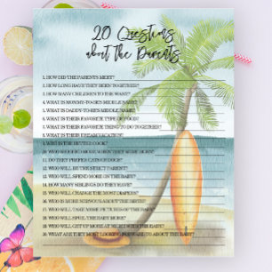Papier 20 Questions sur les parents - jeu de baby shower