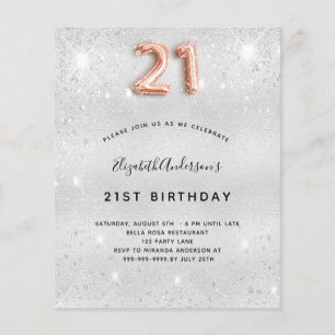 Papier 21e anniversaire argent rose or parties scintillan