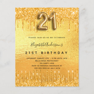 Papier 21e anniversaire parties scintillant d'or