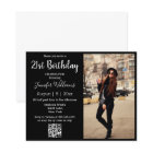 21e anniversaire photo code qr invitation noire