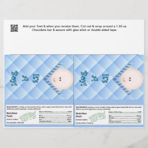 Papier 2 Baby Boy Douche Candy Bar Wrappers Fête Faveurs