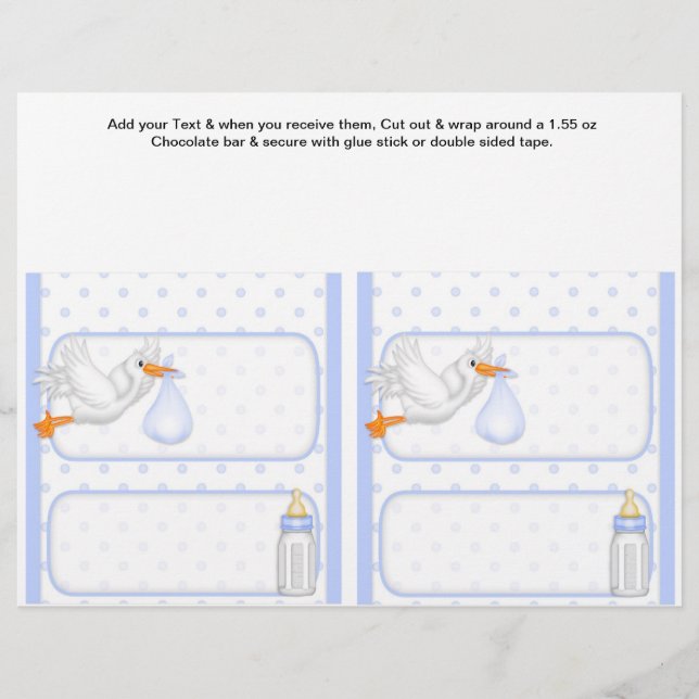 Papier 2 Baby shower Bleu Favoriser Candy Bar Personnalis (Devant)