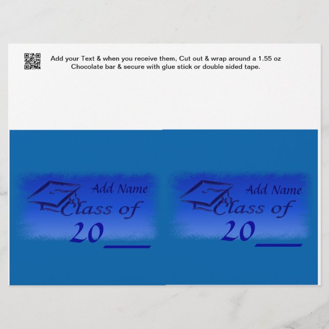 Papier 2 Bleu Graduation Favoriser Custom Candy Bar Wrapp (Devant)
