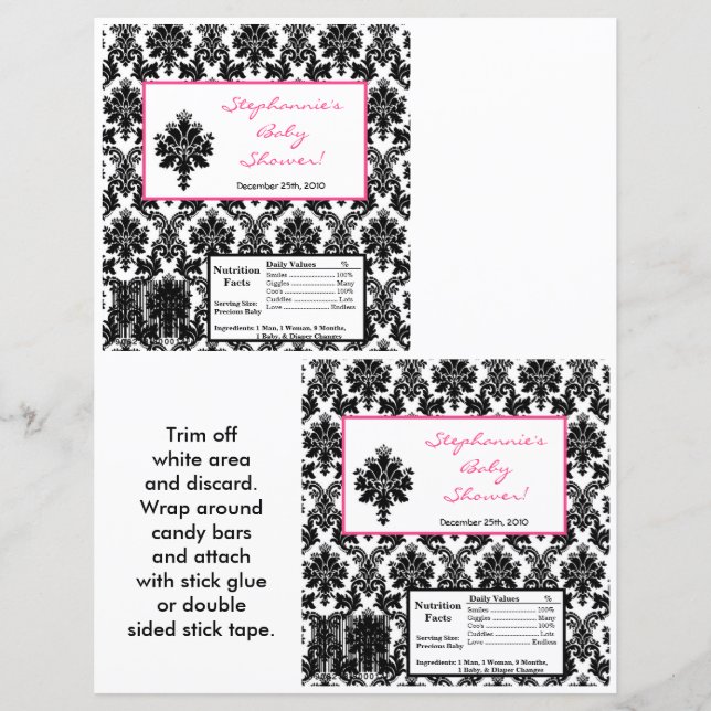 Papier 2 Hershey's Grand Bar Wrapper Hot rose noir Damas (Devant)