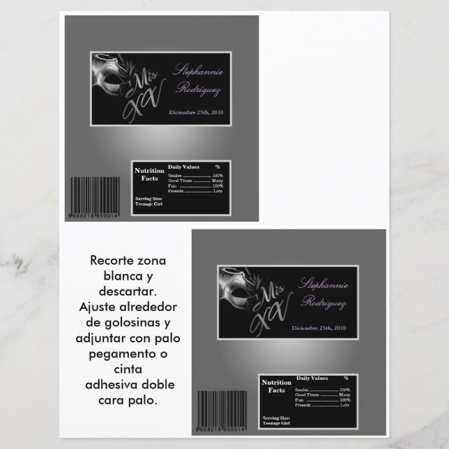 Papier 2 Hérshey's Grand Bar Wrapper Mis XV Argent (Devant)