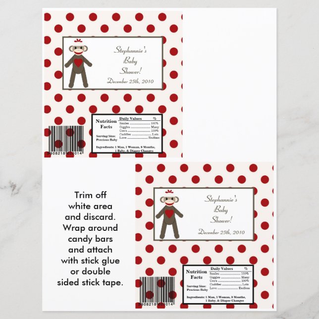 Papier 2 Hershey's Grand Bar Wrapper Red Sock Monkey (Devant)