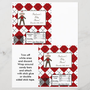 Papier 2 Hershey's Grand Bar Wrapper Red Sock Monkey