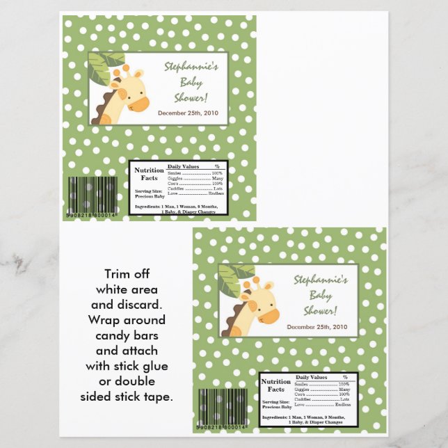 Papier 2 Hershey's Grand Bar Wrapper Safari Jungle Giraff (Devant)