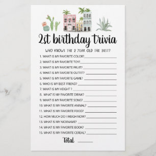 Papier 2ème anniversaire Trivia édite jeu