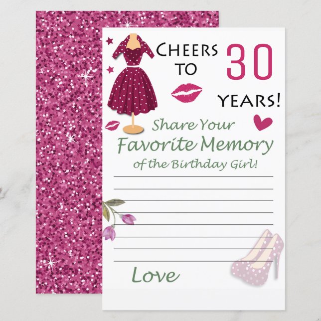 Papier 30e anniversaire Mémoire préférée de la fille anni (Devant / Derrière)