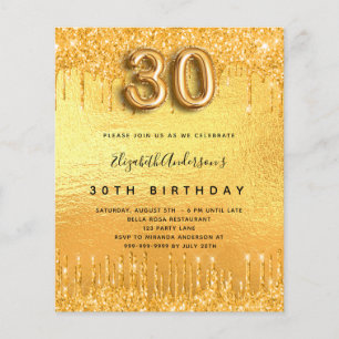 Papier 30e anniversaire parties scintillant d'or