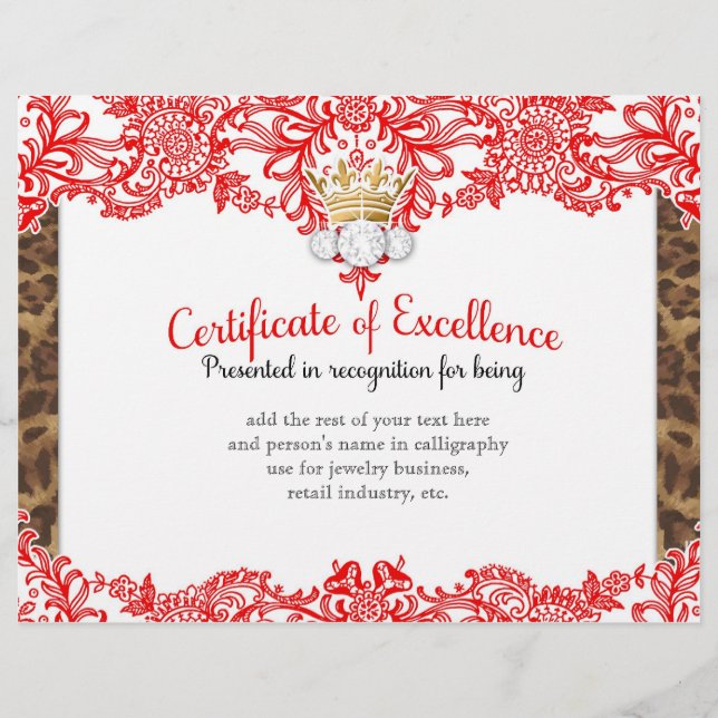 Papier 311 Certificat de couronnement en dentelle rouge (Devant)