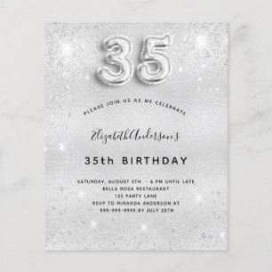 Papier 35e anniversaire argent parties scintillant budget