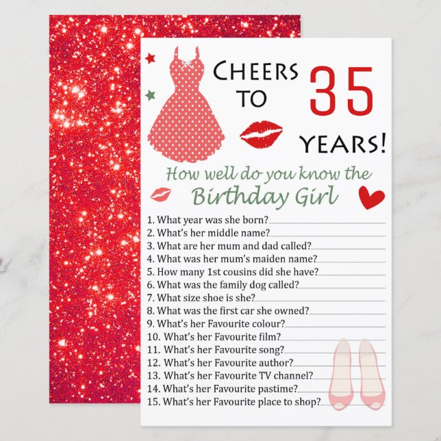 Papier 35e anniversaire Comment connaissez-vous bien l'an (Devant / Derrière)