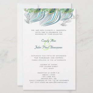 Papier 3 Feather Vintage Peacock Wedding