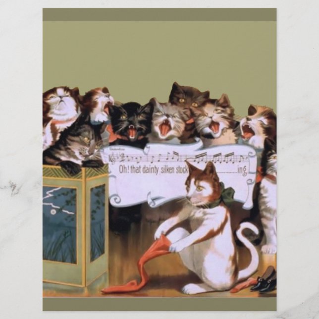 Papier 3abrigolos chats chantants vintages chats amusants (Devant)