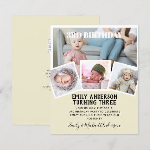 Papier 3e anniversaire photo Collage Invitation garçon fi