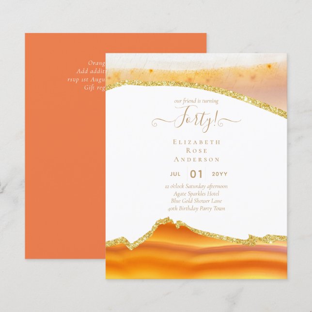 Papier 40e anniversaire Invitations Glamor Girly FUN mode (Devant / Derrière)