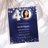 40e anniversaire marine bleu argent invitation pho
