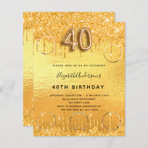 Papier 40e anniversaire parties scintillant d'or gouttes 