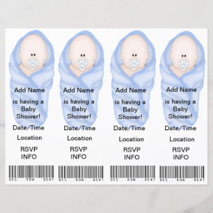 Papier 4 Bleu Douche Bébé Invitations - Faveurs Signets