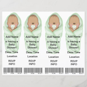 Papier 4 Invitations de douche pour bébé - Faveurs Signet