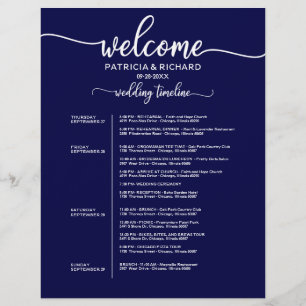 Papier 4 Jours Mariage Itinéraire Chic Timeline Marine Bl