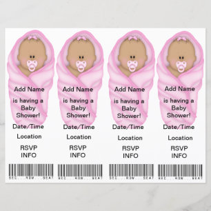 Papier 4 Pink Baby Shower Invitations - Faveurs Signets