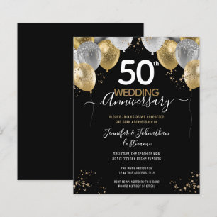 Papier 50e anniversaire Ballons d'or Invitations budgétai