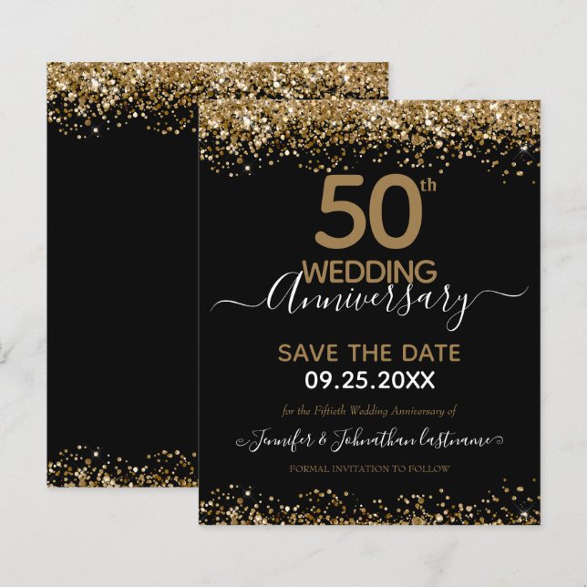 Papier 50e anniversaire du Mariage Enregistrer la date Bu (Devant / Derrière)