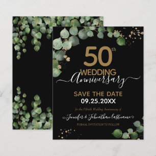 Papier 50e anniversaire Eucalyptus Enregistrer la date Bu