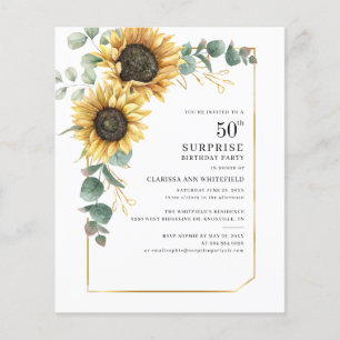 Papier 50e anniversaire fête Eucalyptus Invitations tourn