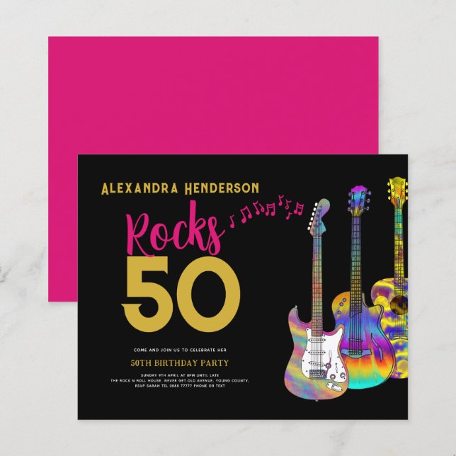 Papier 50e anniversaire fêtes rochers 50 rose (Devant / Derrière)