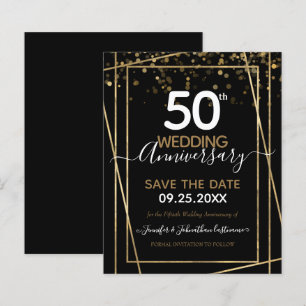 Papier 50e anniversaire Gold Border Enregistrer la date B
