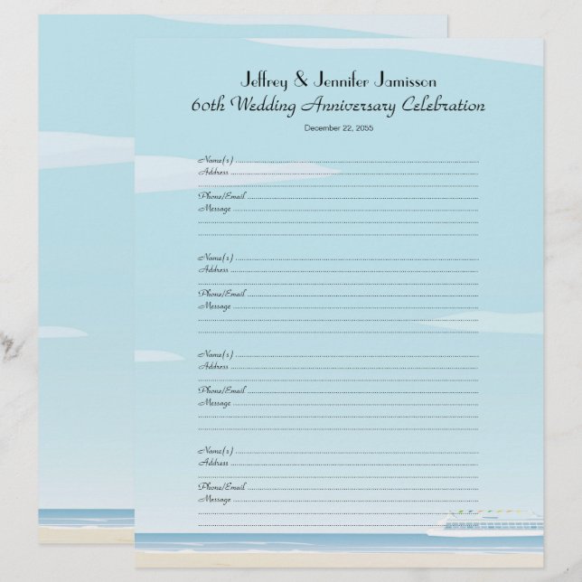 Papier 60e Anniversaire du livre d'invité (Devant / Derrière)