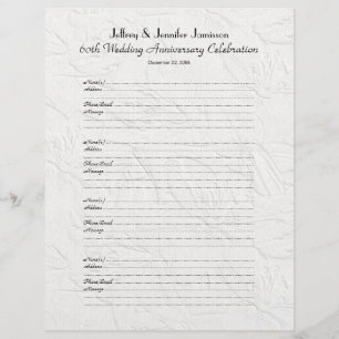 Papier 60e Anniversaire du livre d'invité