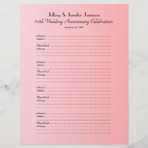 Papier 60e Anniversaire du livre d'invité