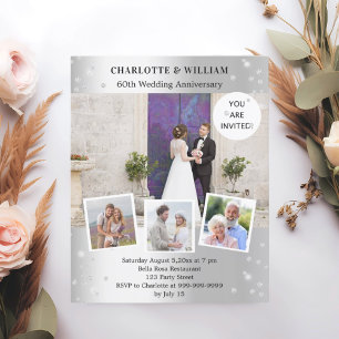 Papier 60e anniversaire du mariage invitation photo argen