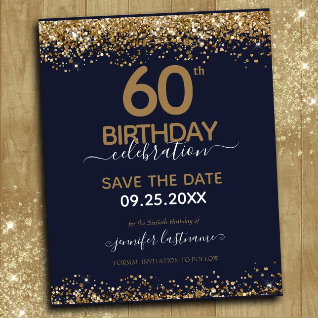 Papier 60e anniversaire Enregistrer la date Invitation bu (Créateur téléchargé)